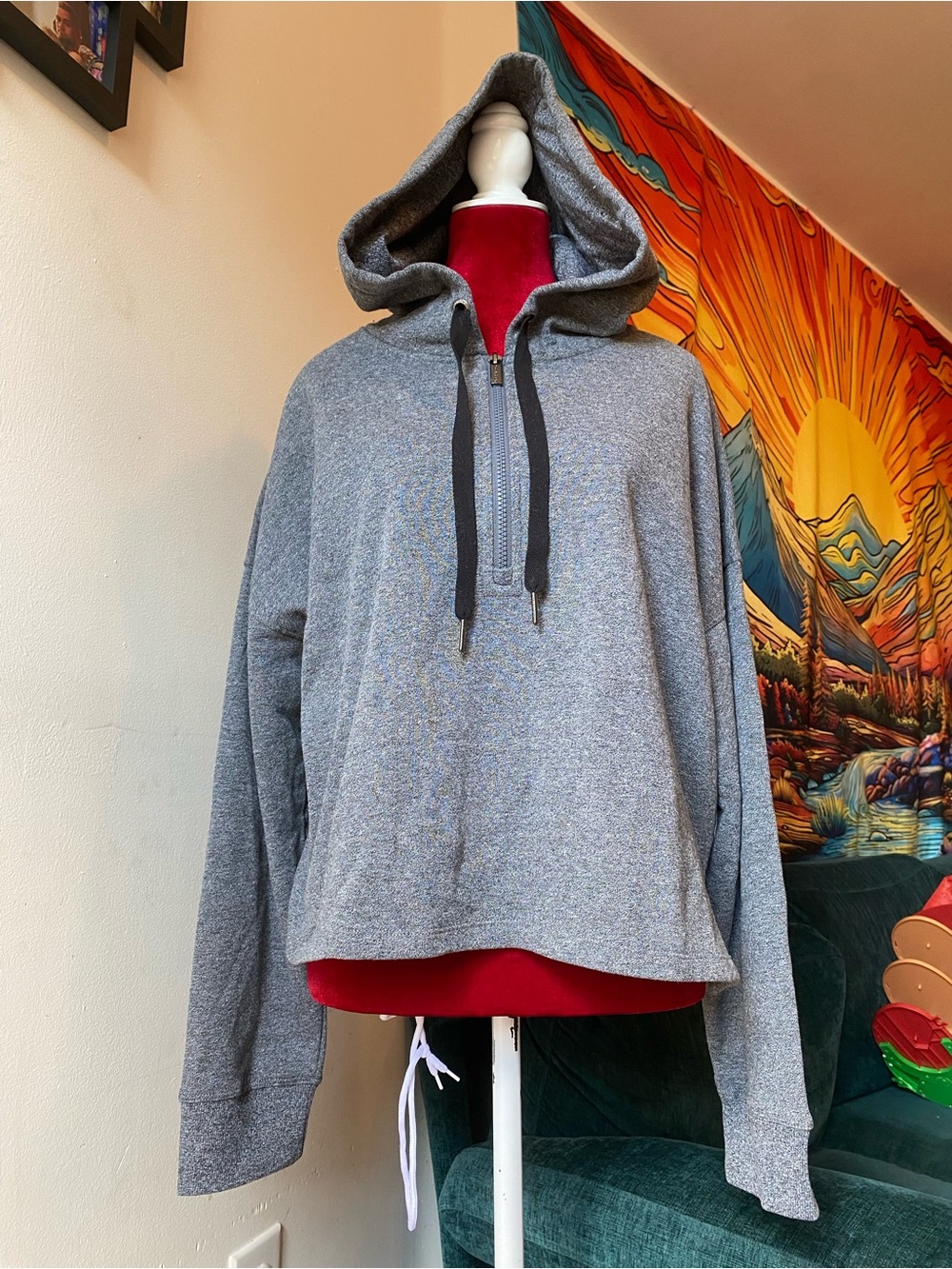 Calvin Klein Men's Gray Hooded Zip-Up Sweater